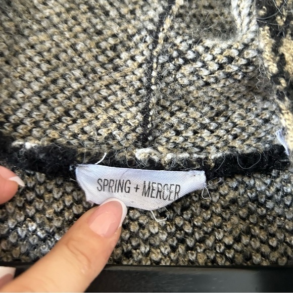 Spring & Mercer Women’s Knit Longline Cardigan Small Plaid Black Beige OpenFront - Picture 8 of 14